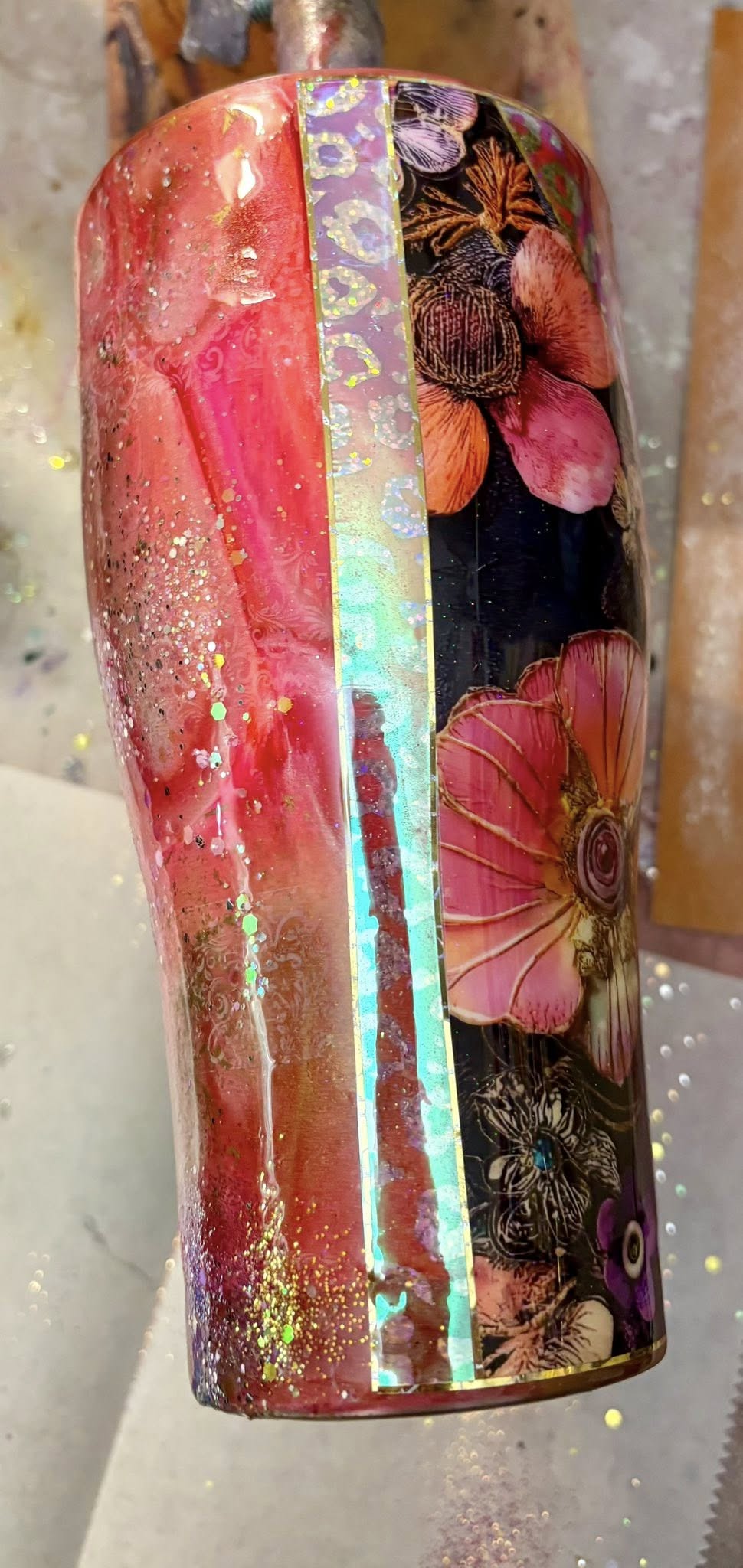 30 oz Modern Curve/Gorgeous Pink floral tumbler