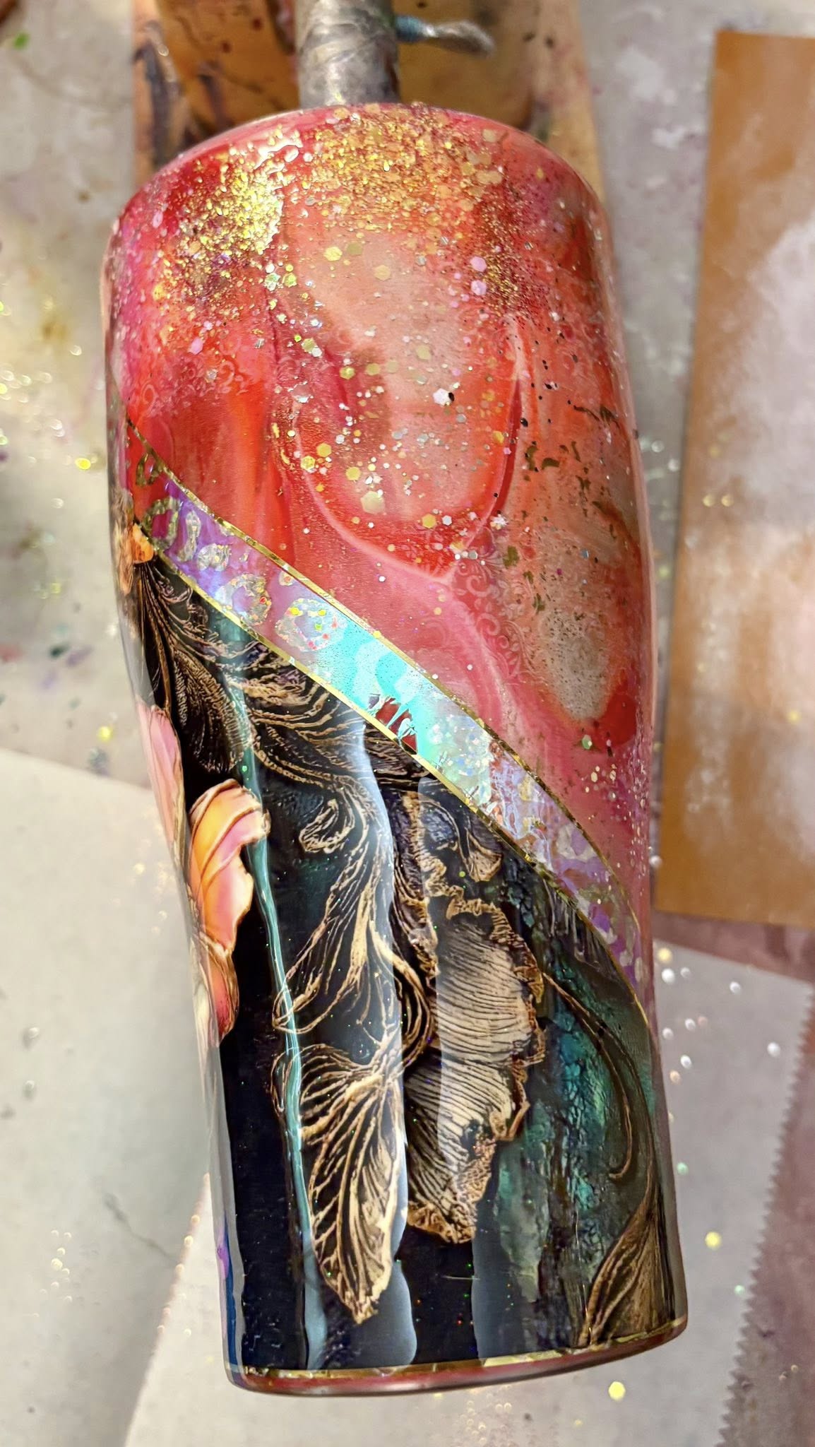 30 oz Modern Curve/Gorgeous Pink floral tumbler