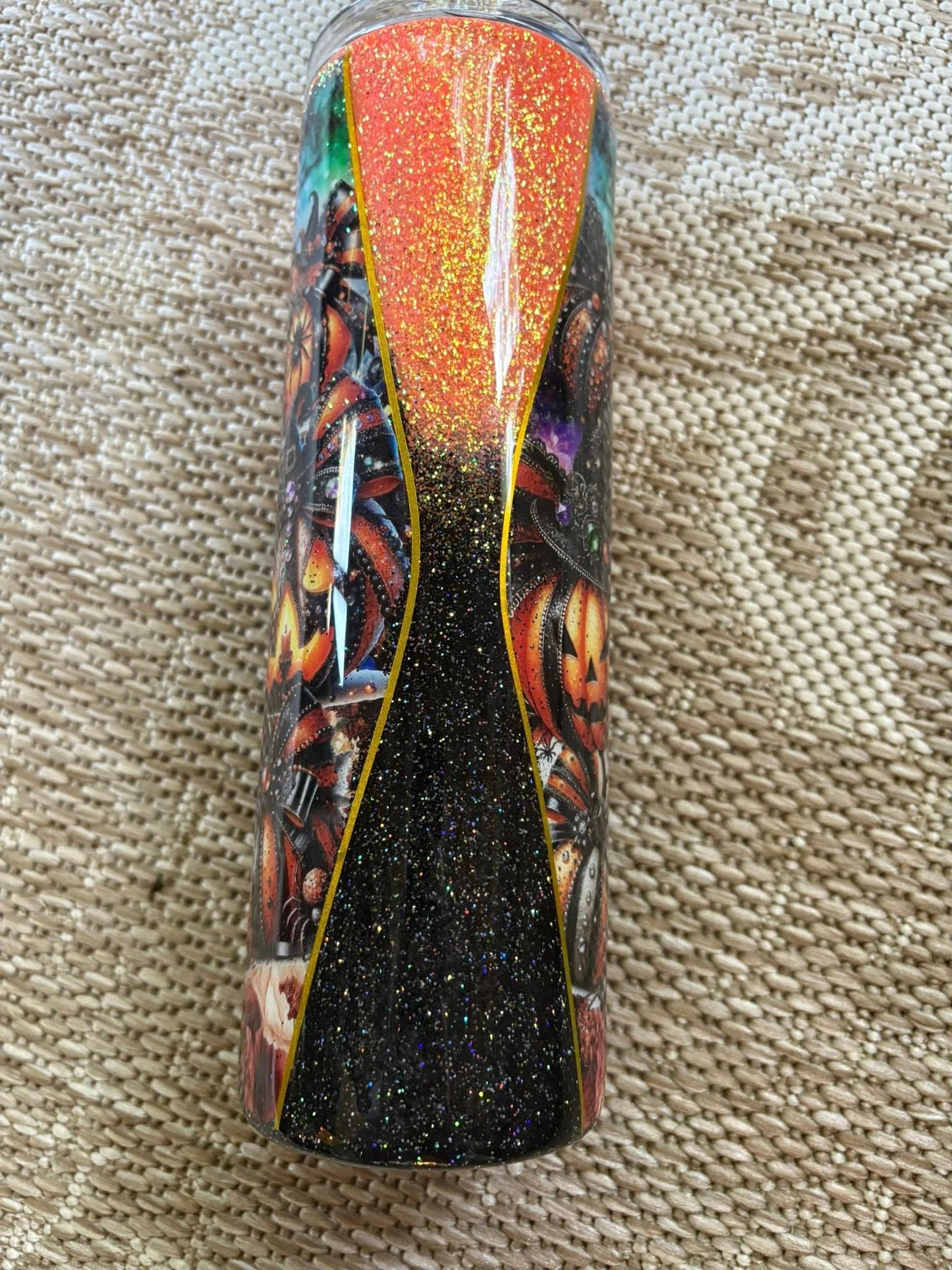 30 oz Skinny Straight Tumbler/Halloween Hourglass shaped Vinyl with glitter