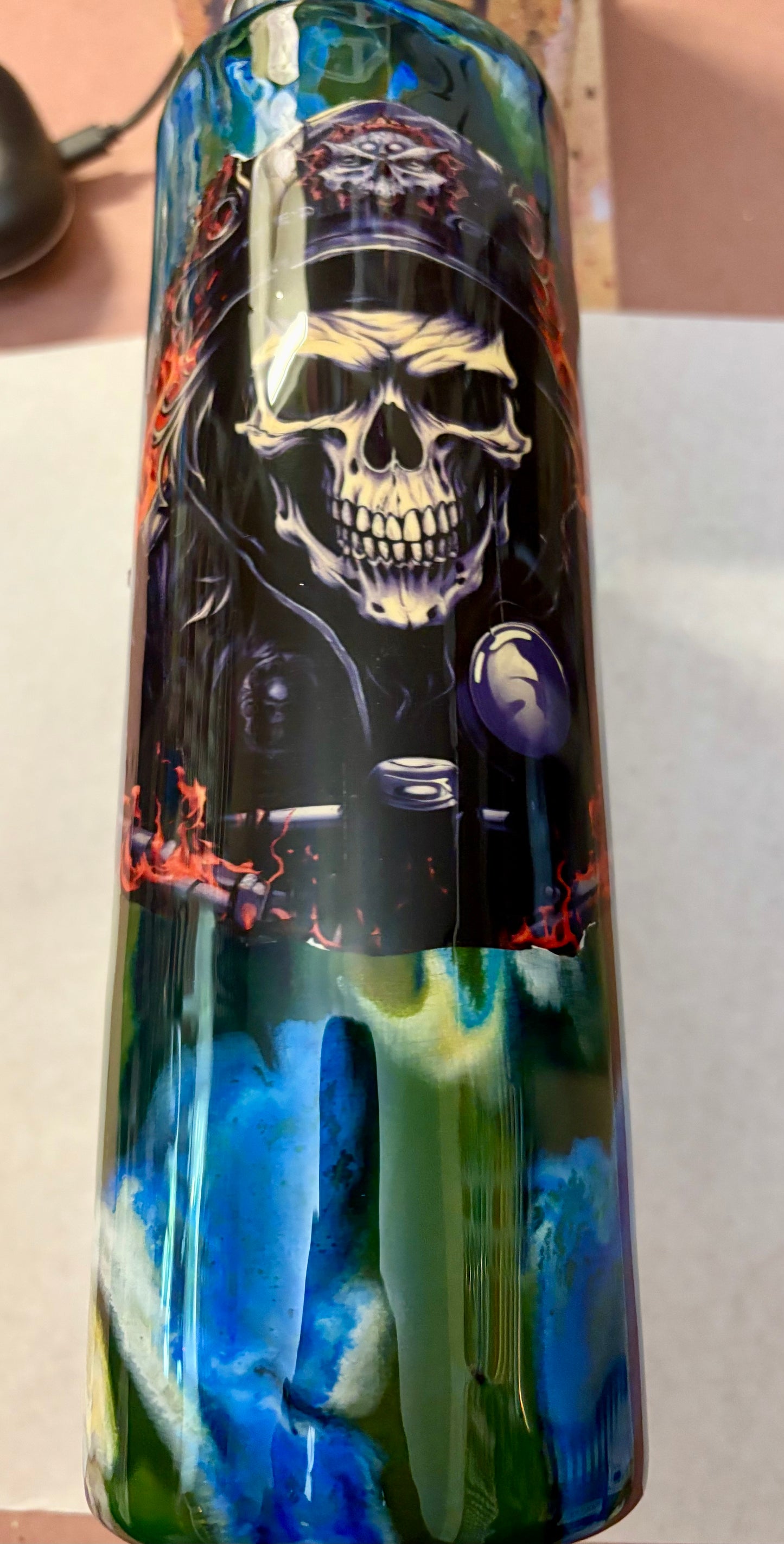 30 oz Glow Skull/Biker Tumbler