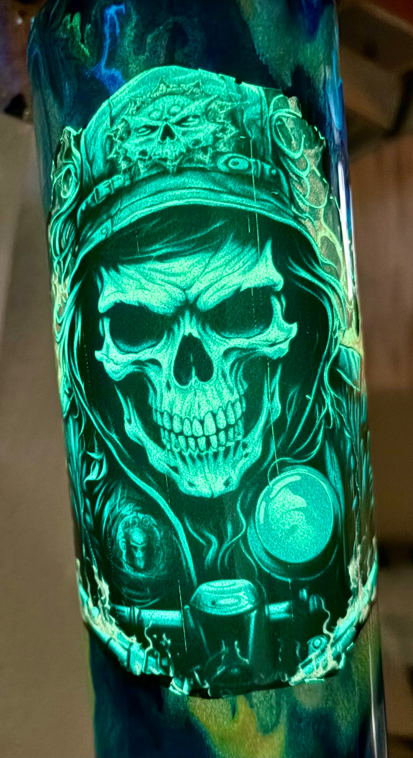30 oz Glow Skull/Biker Tumbler