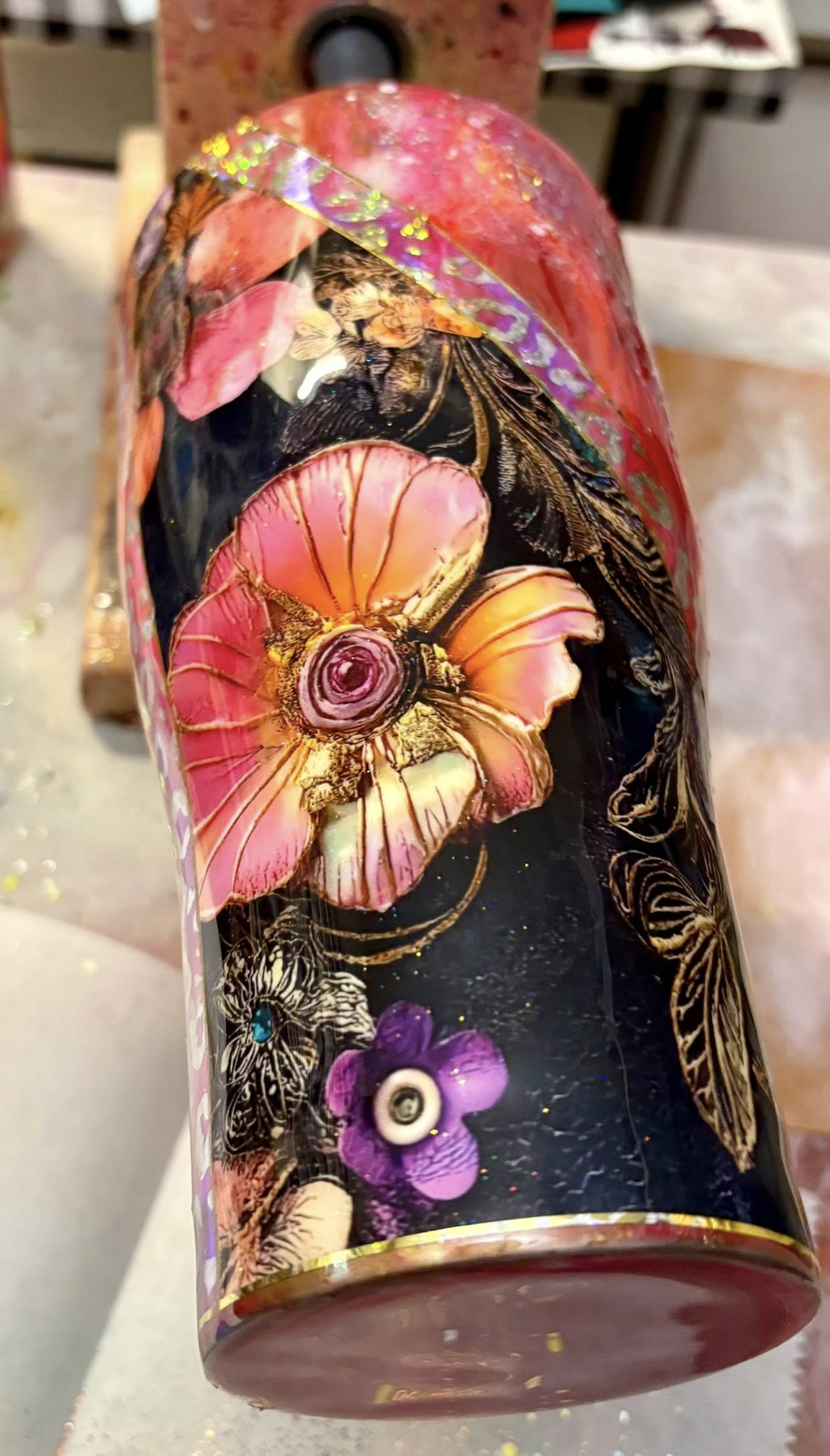 30 oz Modern Curve/Gorgeous Pink floral tumbler