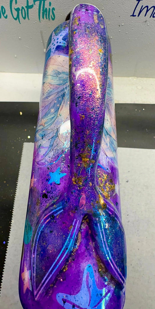 30 oz Skinny Straight Tumbler with handmade handle/Mermaid