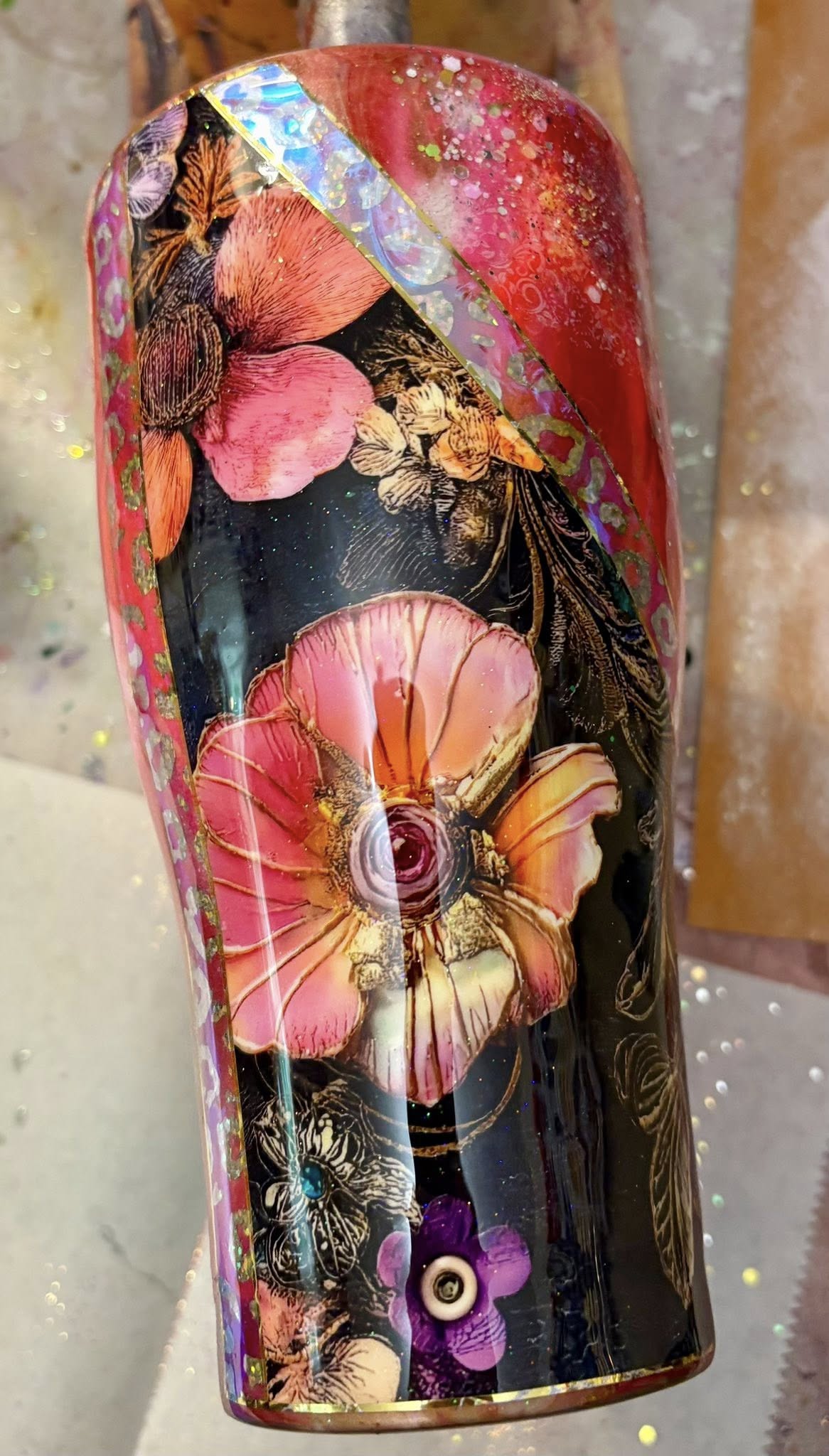30 oz Modern Curve/Gorgeous Pink floral tumbler