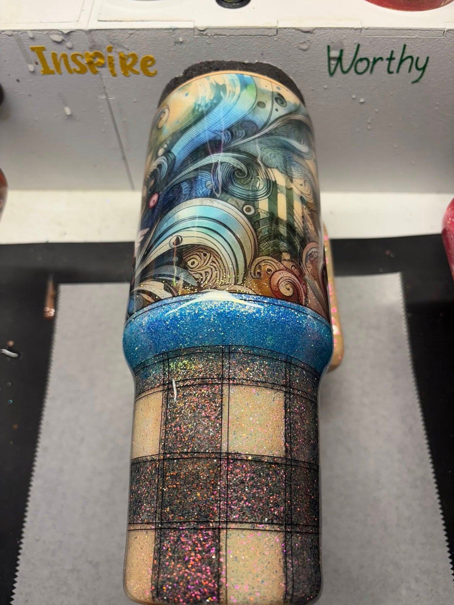 40 oz Travel Tumbler/Floral & Plaid Beauty