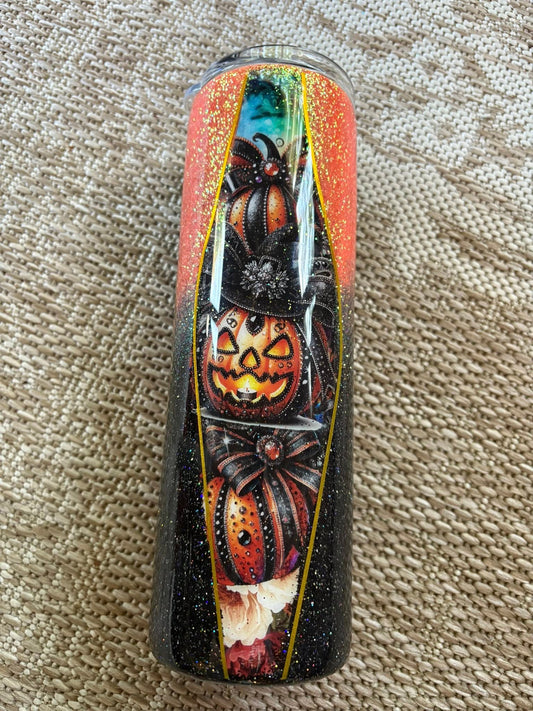 30 oz Skinny Straight Tumbler/Halloween Hourglass shaped Vinyl with glitter