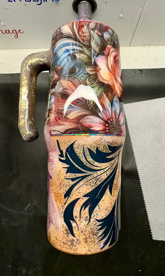 30 oz Grippy Tumbler/Gorgeous Fall Floral and vinyl