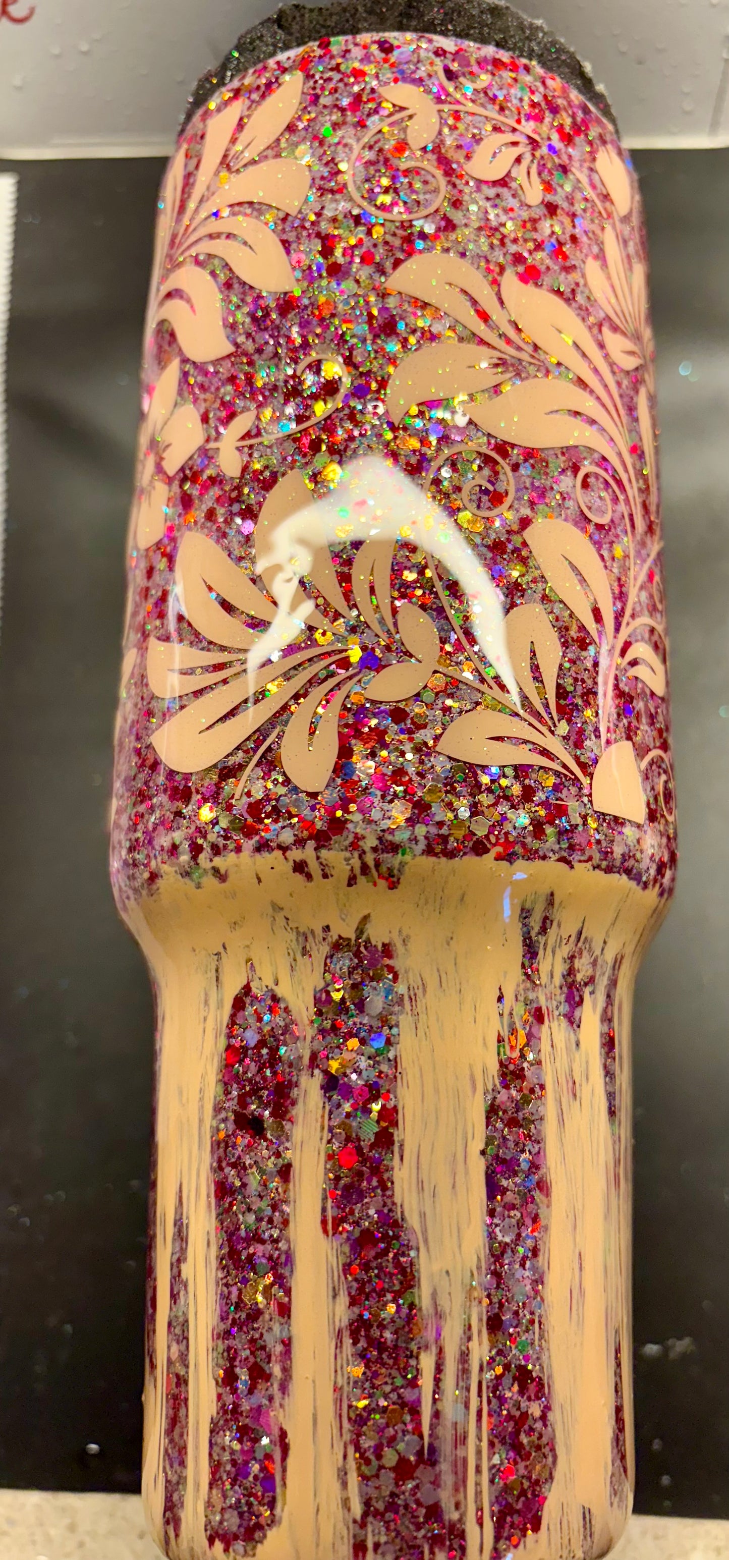 40 oz Floral stencil “Glow” tumbler