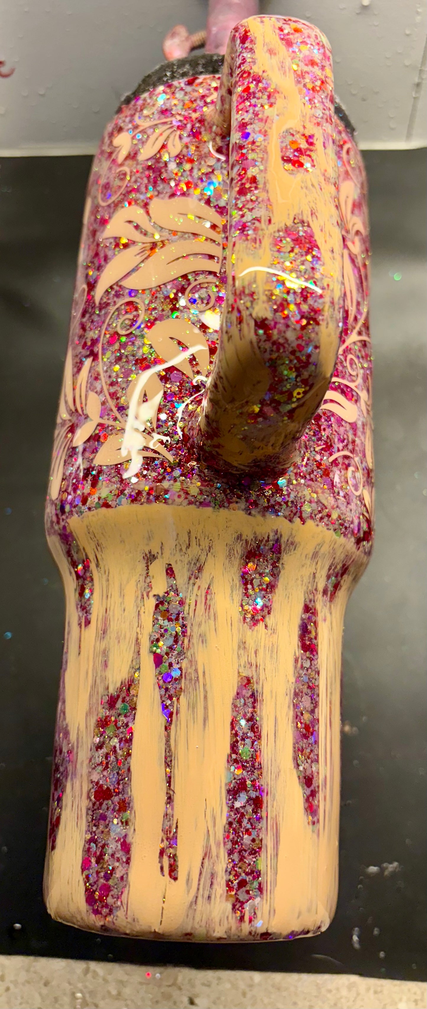 40 oz Floral stencil “Glow” tumbler