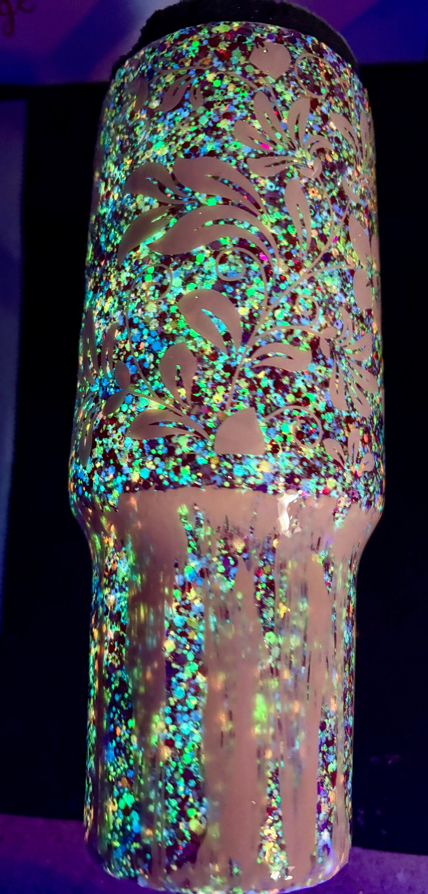 40 oz Floral stencil “Glow” tumbler