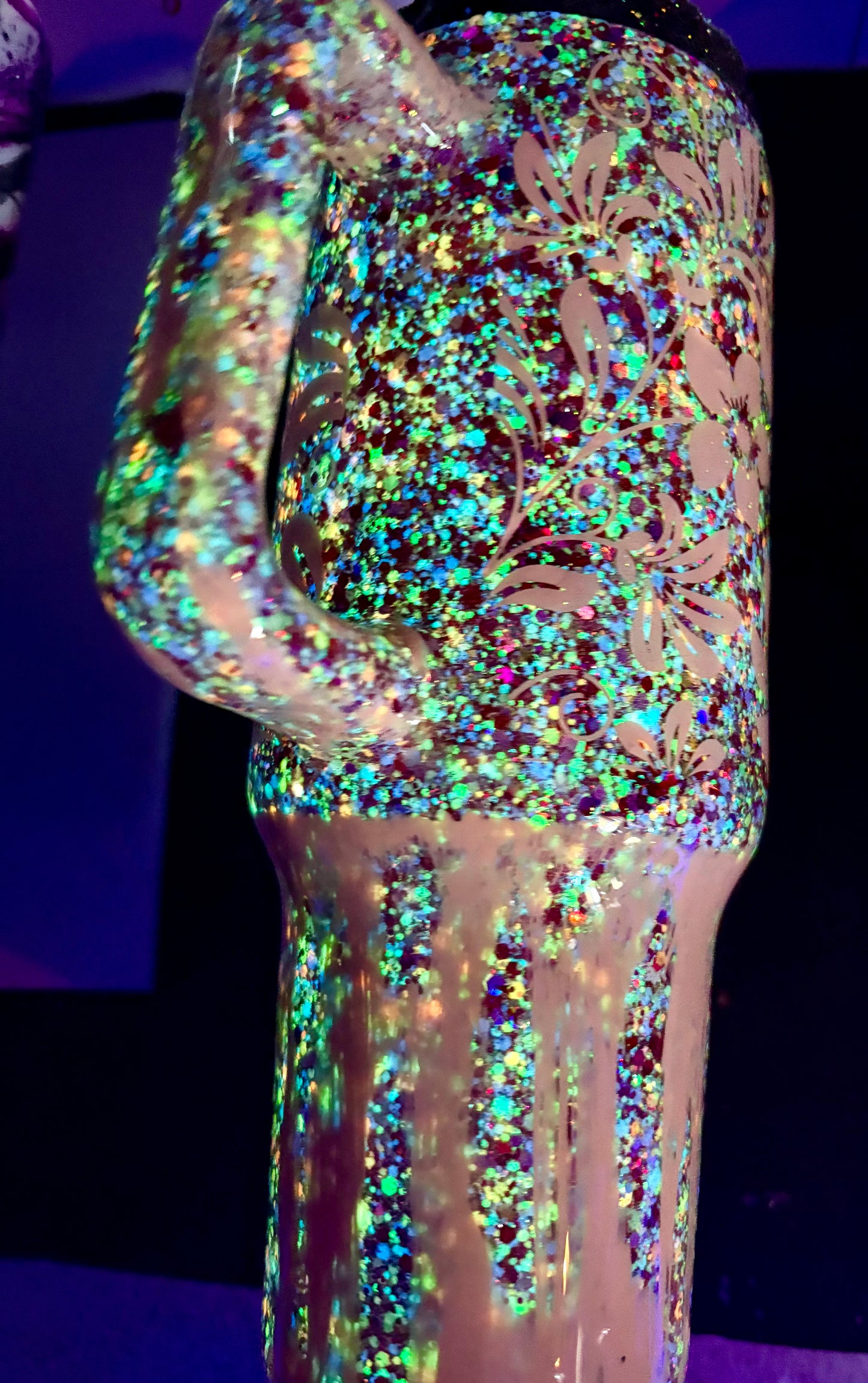 40 oz Floral stencil “Glow” tumbler