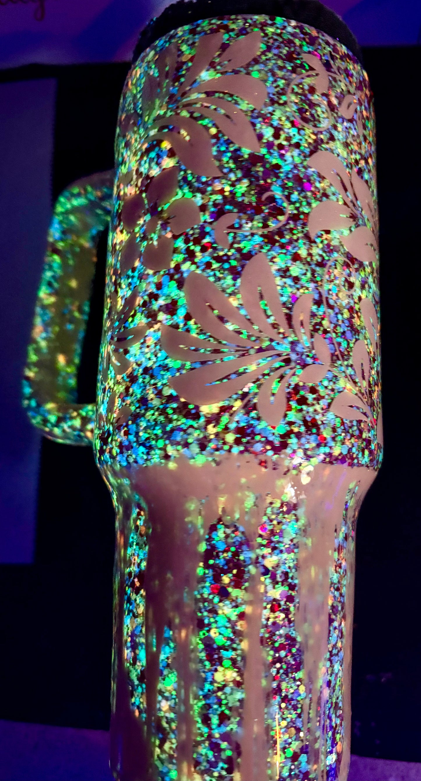 40 oz Floral stencil “Glow” tumbler