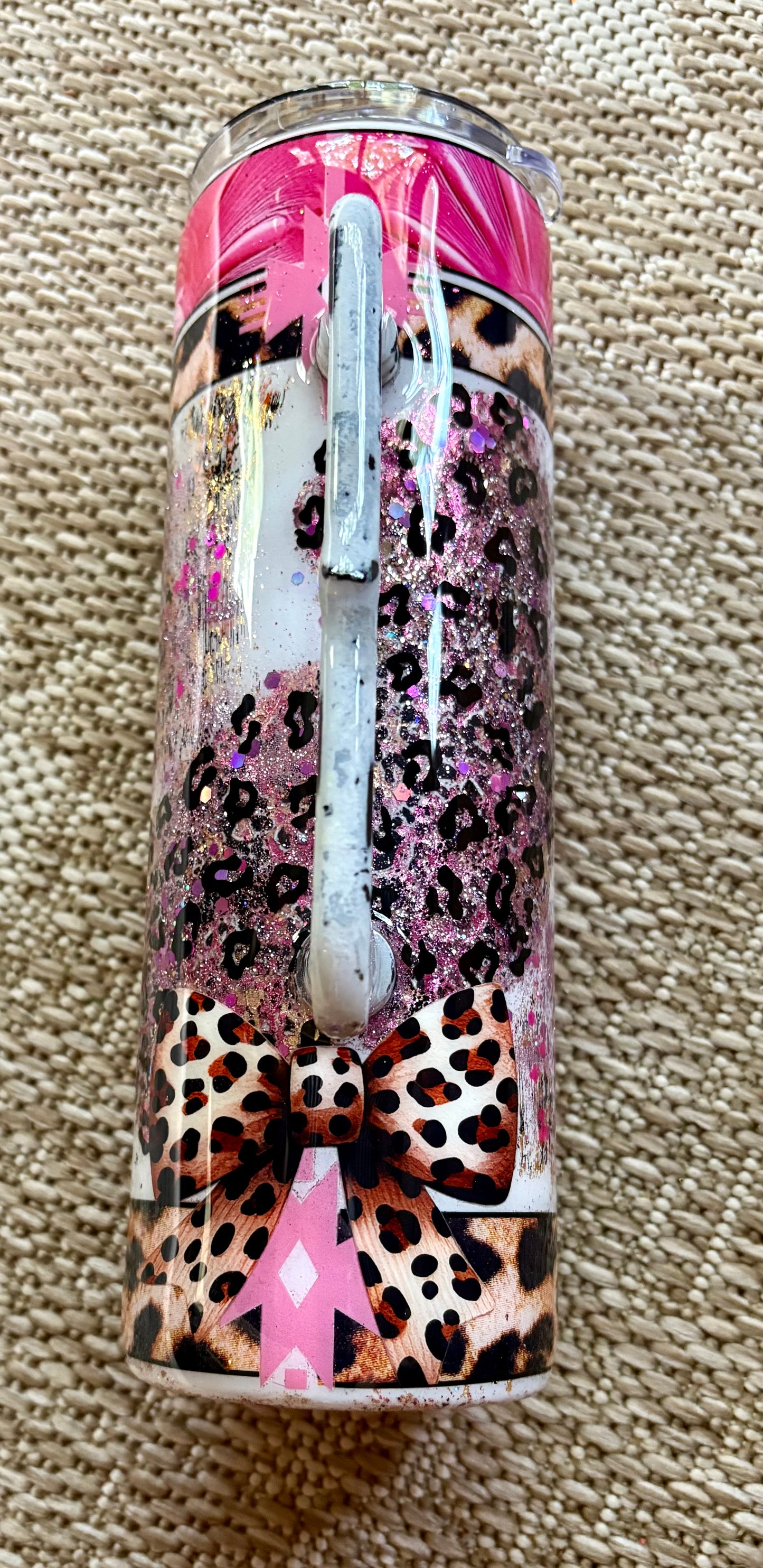 30 oz Skinny Leopard/Pink Cow Tumbler with handle