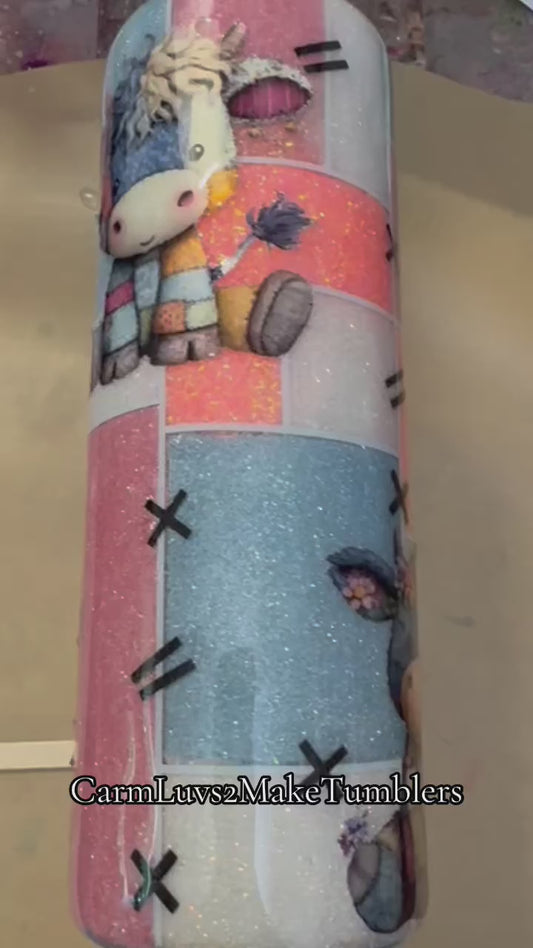 30 oz glitter patchwork tumbler
